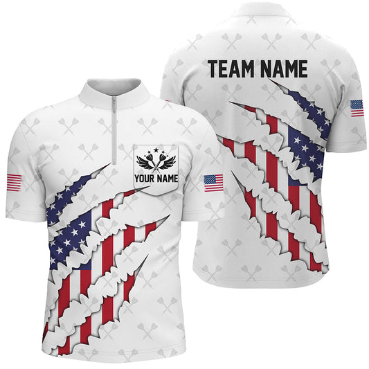 American Flag Darts Shirt With Pocket Custom Dart Team Jersey Polo & 1/4 Zip TDM1675