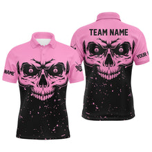Load image into Gallery viewer, Custom Grunge Pink Black Skull Billiard Men Jerseys Shirts, 8 Ball Billiards Apparel Clothing TDM1876