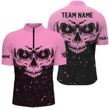 Load image into Gallery viewer, Custom Grunge Pink Black Skull Billiard Men Jerseys Shirts, 8 Ball Billiards Apparel Clothing TDM1876