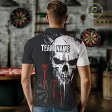 Load image into Gallery viewer, Personalized Grunge Skull Arrow Darts Shirt For Men Custom Darts Jersey Team Polo &amp; 1/4 Zip |Red TDM4247