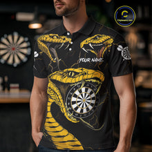 Load image into Gallery viewer, Personalized Black Yellow Cobra Snake Darts Shirt For Men, Darts Team Jerseys Polo &amp; 1/4 Zip TDM4249