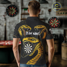 Load image into Gallery viewer, Personalized Black Yellow Cobra Snake Darts Shirt For Men, Darts Team Jerseys Polo &amp; 1/4 Zip TDM4249