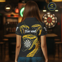 Load image into Gallery viewer, Personalized Black Yellow Cobra Snake Darts Shirt For Women, Darts Team Jerseys Polo &amp; 1/4 Zip TDM4249