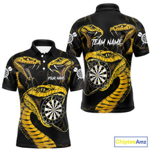 Load image into Gallery viewer, Personalized Black Yellow Cobra Snake Darts Shirt For Men, Darts Team Jerseys Polo &amp; 1/4 Zip TDM4249