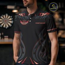 Load image into Gallery viewer, Black And Red Dartboard Crown Wings Custom Darts Shirt For Men, Darts Team Jerseys Polo &amp; 1/4 Zip TDM4421