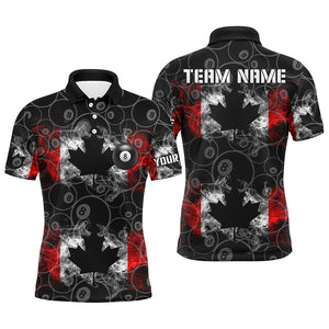 Canada Flag Smoke 8 Ball Pattern Custom Black Men Billiard Shirts Patriotic Canadian Pool Jerseys TDM2572