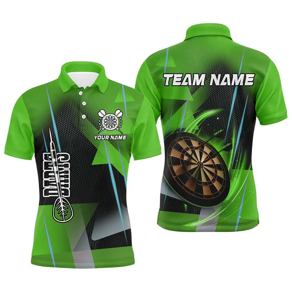 Personalized Darts Polo & Quarter-Zip 3D Printed Shirts For Men Custom Green Darts Team Jersey TDM2574
