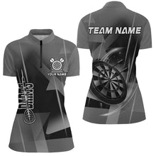 Load image into Gallery viewer, Personalized Darts Polo &amp; Quarter-Zip 3D Printed Shirts For Women Custom Grey Darts Team Jersey TDM2575