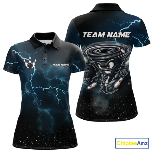 Personalized Thunder Lightning Tornado Funny Bowling Shirt For Women Custom Bowling Team Jersey TDM4854