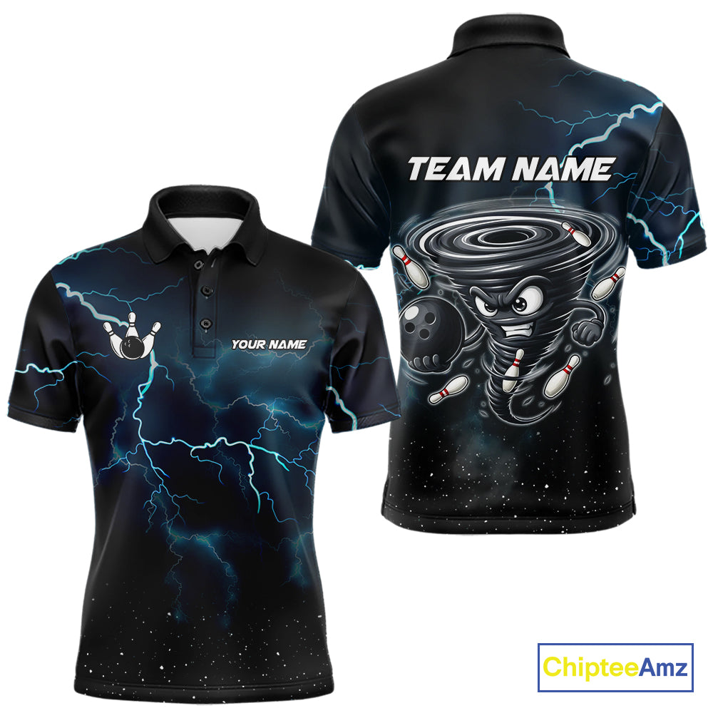 Personalized Thunder Lightning Tornado Funny Bowling Shirt For Men Custom Bowling Team Jersey TDM4854