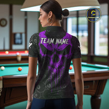 Load image into Gallery viewer, Personalized Skull 8 Ball Billiard Shirt For Women Custom Pool Team Jersey Polo &amp; 1/4 Zip |Purple TDM5070