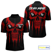 Load image into Gallery viewer, Red Grunge Skull Billiard Jersey For Men Custom 8 Ball Pool Billiard Shirt Team Polo &amp; 1/4 Zip TDM5072