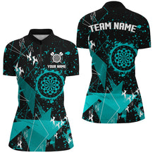 Load image into Gallery viewer, Personalized Grunge Turquoise Darts Polo &amp; Quarter Zip Custom Dart Shirts For Women Dart Jerseys TDM3297
