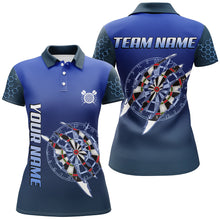 Load image into Gallery viewer, Personalized Blue Darts Tournament Polo &amp; Quarter Zip Custom Dart Shirt For Women Dart Team Jerseys TDM3301