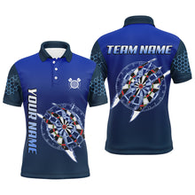 Load image into Gallery viewer, Personalized Blue Darts Tournament Polo &amp; Quarter Zip Custom Dart Shirt For Men Dart Team Jerseys TDM3301