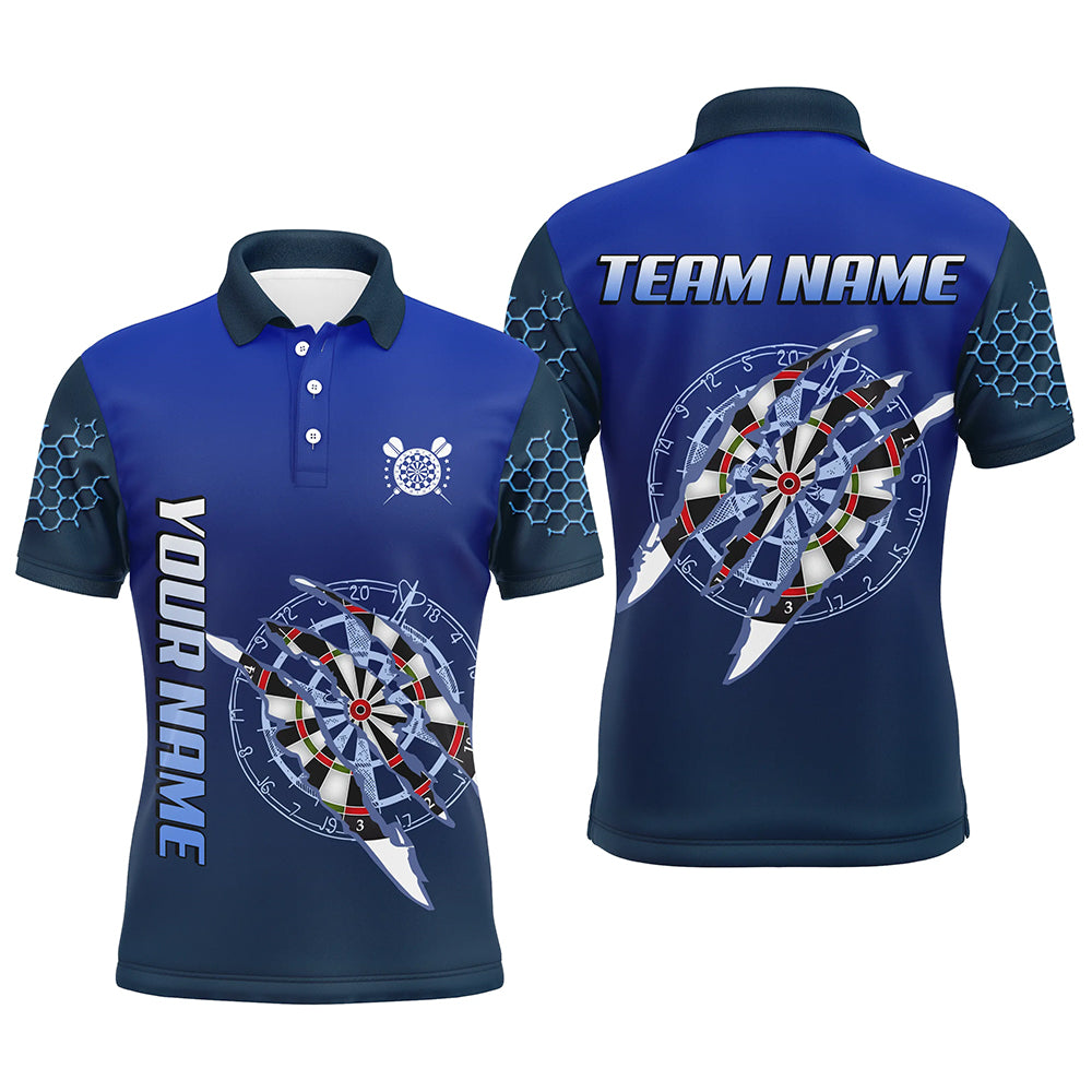 Personalized Blue Darts Tournament Polo & Quarter Zip Custom Dart Shirt For Men Dart Team Jerseys TDM3301