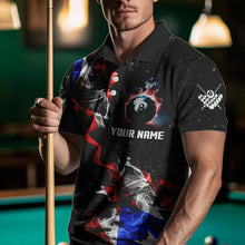 Load image into Gallery viewer, Personalize Grunge US Flag Smoke Billiard Men Polo Shirts Custom Patriotic Billiard Jerseys Uniform TDM0976