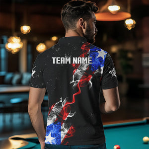 Personalize Grunge US Flag Smoke Billiard Men Polo Shirts Custom Patriotic Billiard Jerseys Uniform TDM0976