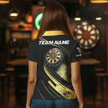 Load image into Gallery viewer, Personalized Gradient Gold And Black Darts Polo, Quarter Zip Custom Dart Shirts For Women Dart Jersey TDM3642