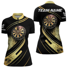 Load image into Gallery viewer, Personalized Gradient Gold And Black Darts Polo, Quarter Zip Custom Dart Shirts For Women Dart Jersey TDM3642