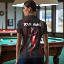 Load image into Gallery viewer, Grunge Black And Red 8 Ball Pool Lights Women&#39;s Billiard Shirts Custom Billiard Jersey Polo &amp; 1/4 Zip TDM3780