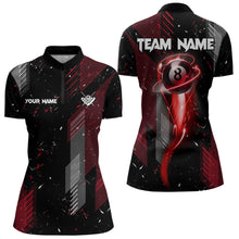 Load image into Gallery viewer, Grunge Black And Red 8 Ball Pool Lights Women&#39;s Billiard Shirts Custom Billiard Jersey Polo &amp; 1/4 Zip TDM3780