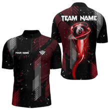 Load image into Gallery viewer, Grunge Black And Red 8 Ball Pool Lights Men&#39;s Billiard Shirts Custom Billiard Jersey Polo &amp; 1/4 Zip TDM3780