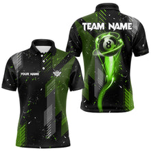 Load image into Gallery viewer, Grunge Black &amp; Green 8 Ball Pool Lights Men&#39;s Billiard Shirts Custom Billiard Jersey Polo &amp; 1/4 Zip TDM3781