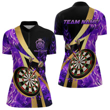 Load image into Gallery viewer, Personalized Purple And Gold Smoke Swirling Women Dart Shirts, Dart Team Shirts Custom Dart Jerseys TDM3784