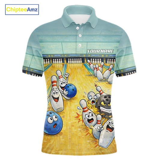 Funny Strike Bowling Polo & Quarter Zip For Men Custom Bowling Team Jersey, Bowling Outfit TDM6168