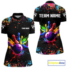 Load image into Gallery viewer, Colorful Funny Bowling Jersey For Women Custom Bowling Team Shirts Polo &amp; 1/4 Zip, Bowling Gifts TDM6589