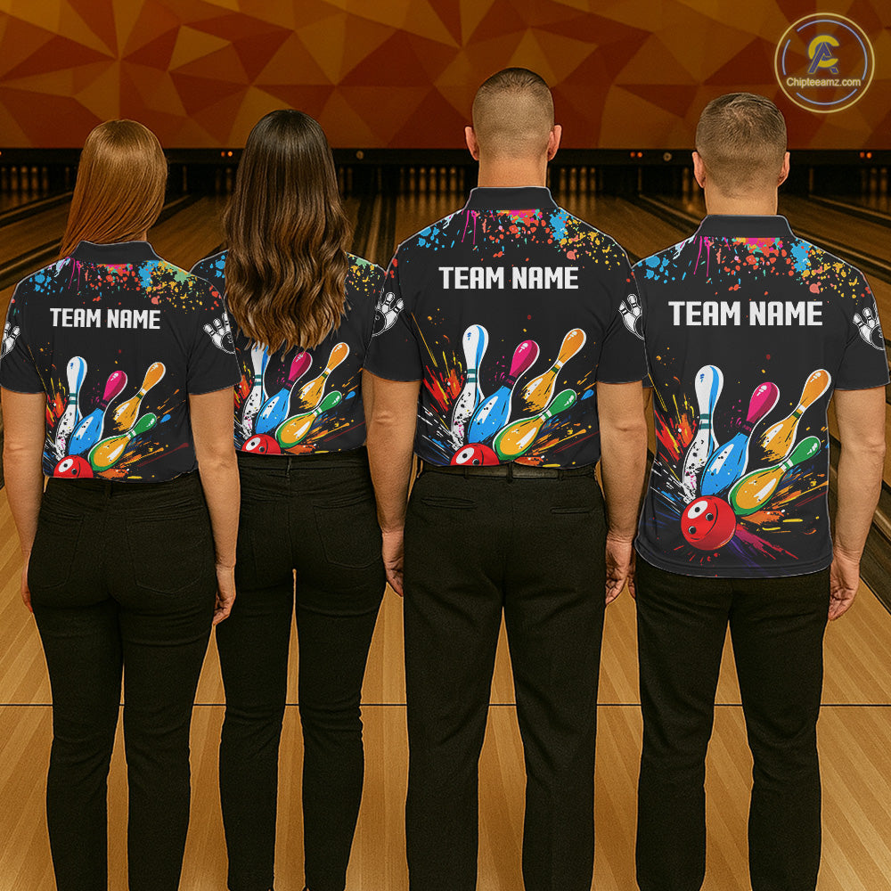 Funny Colorful Bowling Shirts For Men Custom Bowling Team Jersey Polo & 1/4 Zip, Bowling Gifts TDM6590