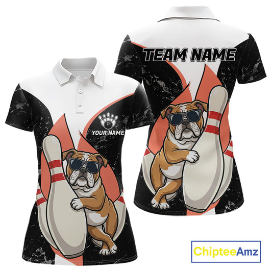 Personalized Funny Bulldog Bowling Shirts For Women Custom Bowling Team Jersey Polo & 1/4 Zip TDM6595