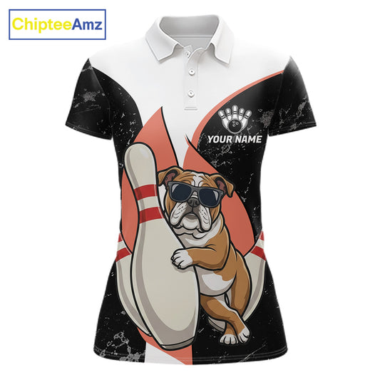 Personalized Funny Bulldog Bowling Shirts For Women Custom Bowling Team Jersey Polo & 1/4 Zip TDM6595