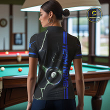 Load image into Gallery viewer, Personalized Blue 8 Ball Thunder Lightning Billiard Shirt For Women Custom Pool Team League Jersey TDM4430