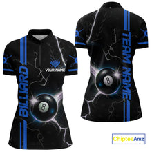 Load image into Gallery viewer, Personalized Blue 8 Ball Thunder Lightning Billiard Shirt For Women Custom Pool Team League Jersey TDM4430