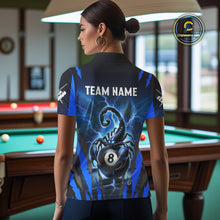 Load image into Gallery viewer, Personalized Thunder Lightning Scorpion Billiard Shirt For Women, 8 Ball Billiard Team Jerseys |Blue TDM4867