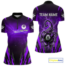 Load image into Gallery viewer, Personalized Thunder Lightning Scorpion Billiard Shirt For Women, 8 Ball Billiard Team Jersey|Purple TDM4868