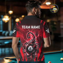 Load image into Gallery viewer, Personalized Thunder Lightning Scorpion Billiard Shirt For Men, 8 Ball Billiard Team Jerseys |Red TDM4869