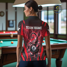 Load image into Gallery viewer, Personalized Thunder Lightning Scorpion Billiard Shirt For Women, 8 Ball Billiard Team Jerseys |Red TDM4869
