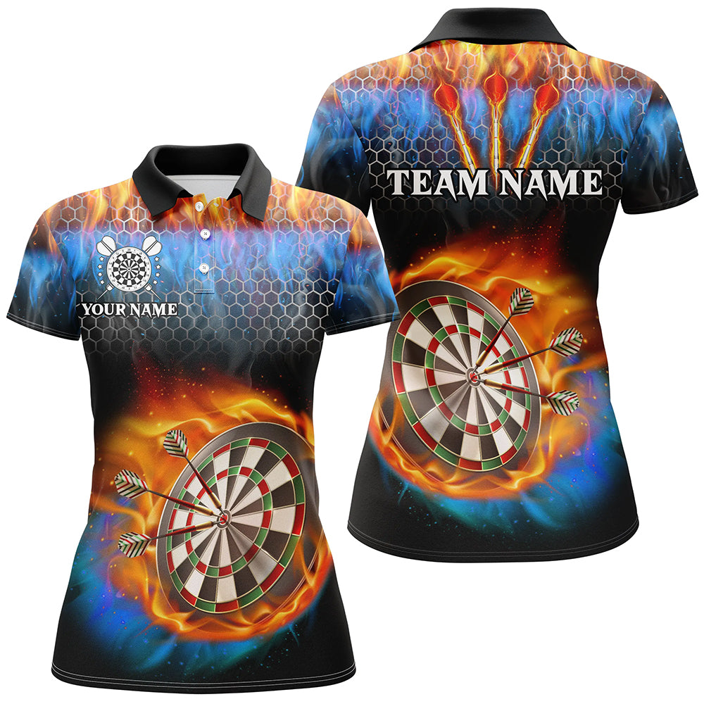 Custom Darts Board Water And Fire Women Dart Shirts With Pocket Darts Jerseys TDM3063
