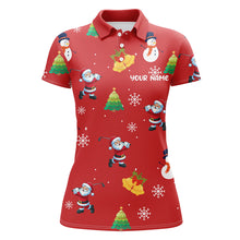 Load image into Gallery viewer, Funny Santa Red Christmas Pattern Women Golf Polo Shirt Custom Golf Tops For Women Best Golfing Gifts TDM3068