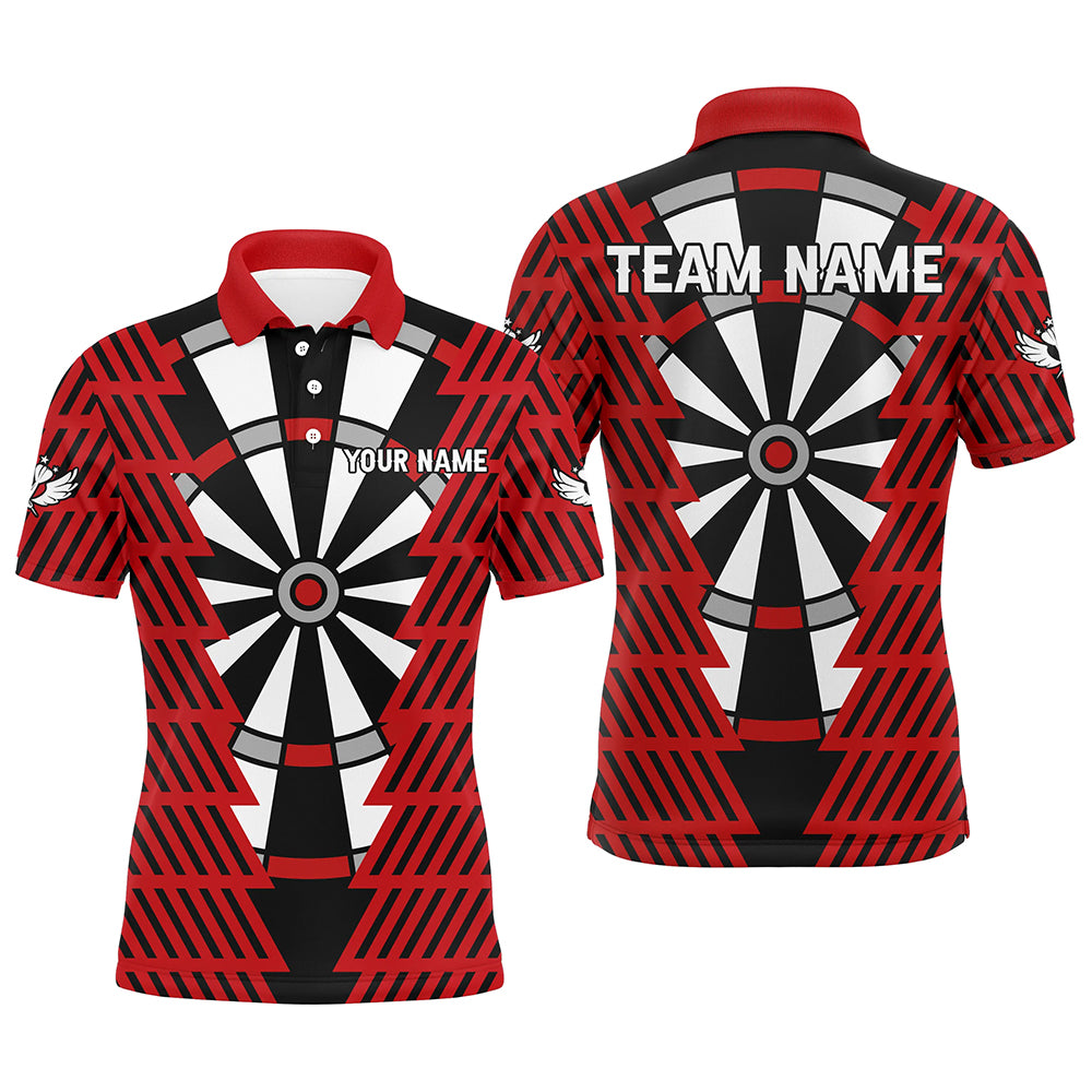Striking Black And Red Dartboard Pattern Custom Dart Shirts For Men Best Darts Team Jerseys TDM3312