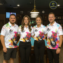 Load image into Gallery viewer, Colorful 8 Ball Crown Aim Shoot Swear Repeat Billiard Shirt For Women Custom Pool Team Jersey|White TDM5795