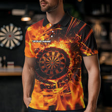 Load image into Gallery viewer, Orange Swirling Flame Dart Shirt For Men Custom Dart Jersey Pocket Option TDM3790