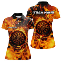 Load image into Gallery viewer, Orange Swirling Flame Dart Shirt For Women Custom Dart Jersey Pocket Option TDM3790