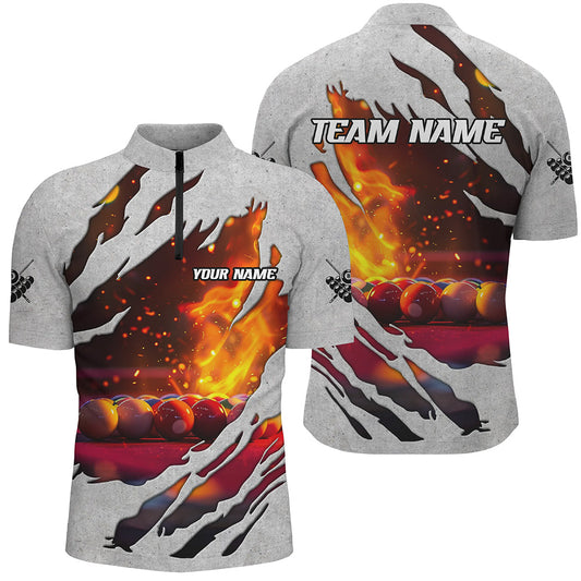 Personalized Billiard Balls Fire Flame 3D Printed Men Billiard Shirts, Billiard Apparel Clothing TDM1898