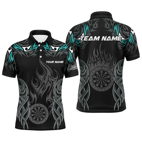Personalized Darts Tournament Jerseys For Men Custom Dartboard Fire Flame Darts Shirts |Turquoise TDM2102