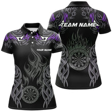 Load image into Gallery viewer, Personalized Darts Tournament Jerseys For Women Custom Dartboard Fire Flame Darts Team Shirts |Purple TDM2103
