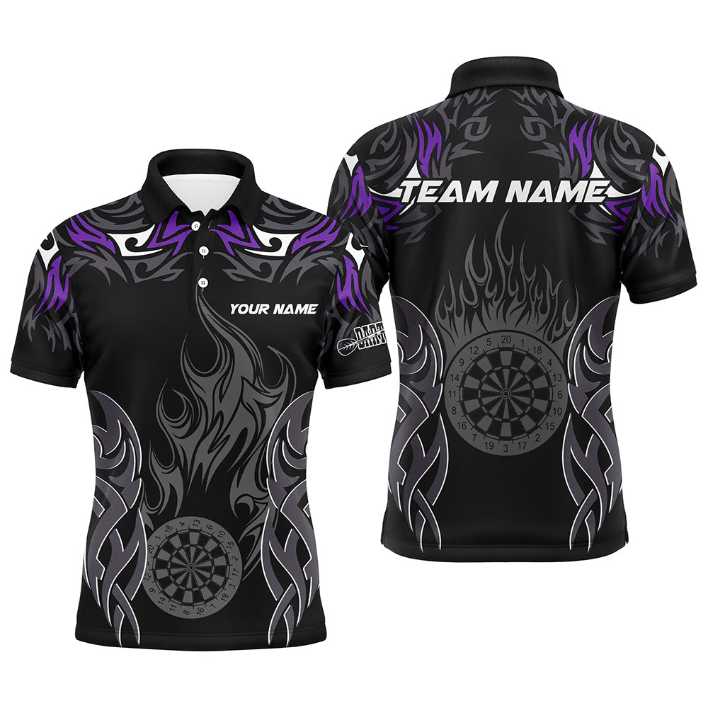 Personalized Darts Tournament Jerseys For Men Custom Dartboard Fire Flame Darts Team Shirts |Purple TDM2103